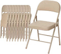 10 Pack Folding Chairs with Padded Cushion and Back, Khaki Portable and Foldable Chairs with Durable Metal Frame for Indoor Outdoor Office Party Events Kitchen, 330lbs Capacity