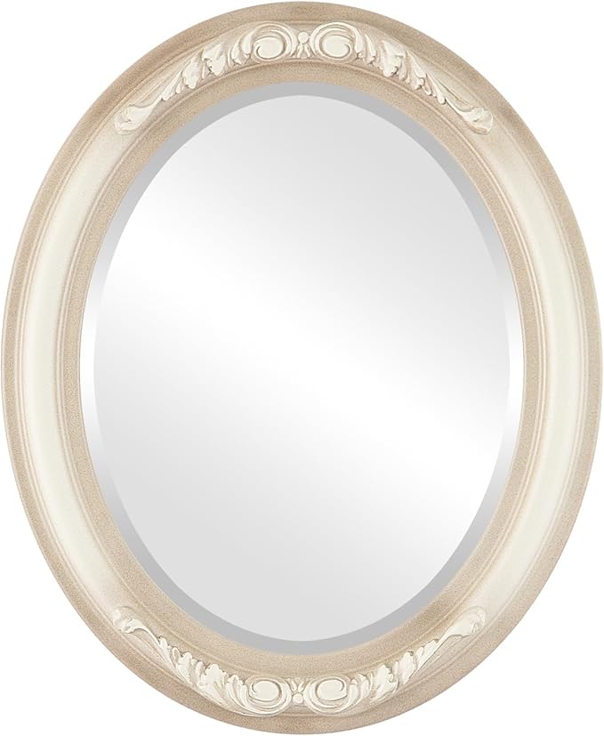 OVALCREST Oval Beveled Wall Mirror for Home Decor - Florence Style - Taupe - 44" x 34"