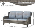 HUMMUH 6 Piece Patio Furniture Set PE Wicker Rattan 3-Seat Outdoor Sectional Sofa with Love Seats,Patio Swivel Chairs,Ottomans Conversation Sets for Garden, Poolside, Backyard
