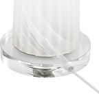 Possini Euro Design Regina 33" Tall Large Modern Glam End Table Lamp 2-Light Pull Chain White Finish Glass Single Fabric White Shade Living Room Bedroom Bedside Nightstand House Office Home Reading