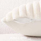 Pallene Faux Fur Plush Christmas Throw Pillow Covers 24x24 Set of 2, Luxury Soft Fluffy Striped Decorative Pillow Covers for Sofa, Couch, Living Room, Cream White