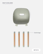 Lalo The Play Kit - Kids Table & Chairs Set with Sustainably Sourced Wood Table & 2 Non-Toxic Bucket Seat Chairs - Safe & Comfortable - Natural/Sage