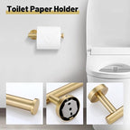 Brushed Gold Towel Bar Set 10 Pieces Bathroom Hardware Accessories Set Towel Rack Set for Bathroom SUS304 Stainless Steel Toilet Paper Holder Wall Mounted, 23.6 Inch