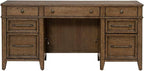 Liberty Furniture Carolina Park Jr Executive Credenza with Keyboard Tray, Locking File Storage for Home Office- Amber Brown Oak Wood