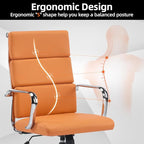 Office Chair, Ergonomic Adjustable Desk Chair, Mid Back Executive Comfortable Leather Lumbar Support Home Computer Chair with Padded Seat Swivel Wheels