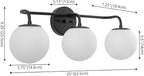 JONATHAN Y JYL3536B Louis Parisian Globe 25" 3-Light Metal/Frosted Glass Modern Contemporary LED Vanity Light Midcentury, Glam, Transitional, Bathroom, Powder Room, Dressing Room, Bedroom, Black
