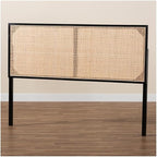 Rustic Romance Modern Bohemian Black Finished Bayur Wood and Natural Size Headboard 62.2L x 2D x 40.2H Inches Adjustable Height Traditional Design