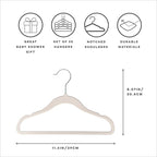 3 Sprouts Velvet Baby Hangers - Non-Slip Hanger for Infant, Toddler, Baby Clothes - Closet Kids Hangers with Slim Design, Nordic Colors, Pack of 30 - Assorted Cream, Grey, Hazelnut