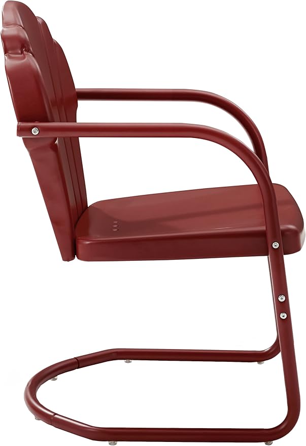 Crosley Furniture Tulip 2-Piece Outdoor Chair Set, Retro Metal Patio Chairs for Dining, Porch, Deck, Balcony, Dark Red Satin