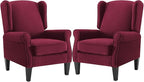 Accent Chair for Living Room Set of 2, High Back Reading Armchairs with Removable Seat Cushion, Mid-Century Single Couch in Fabric, Modern Ergonomic Wingback Chair for Bedroom,Club, Balcony