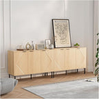 Set of 2 Buffet Side Board Cabinet,91.96" Large Office Coffee Bars Station,Extra Wide Farmhouse Accent Cabinets with Doors and Shelves,Fluted Entryway Cabinet TV Consoles for Living Room