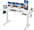 Shahoo 55 Inch Standing Desk, Electric Height Adjustable Computer Desks with Hook and Cable Hole, White