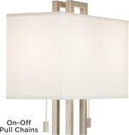 Possini Euro Design Gossard Modern Table Lamp 30" Tall Brushed Nickel Silver Open Metal White Fabric Rectangular Box Shade for Bedroom Living Room House Home Bedside Nightstand Office Family