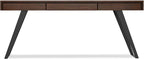 SIMPLIHOME Lowry Large Desk - 72-Inch Wide Solid Acacia Wood and Metal Writing Desk in Distressed Charcoal Brown, Modern Industrial Home Office Table with 2 Deep Drawers and Flip-Down Keyboard Tray