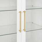 Crosley Furniture Roarke Stackable Glass Door Kitchen Pantry Storage Cabinet, Accent Cabinets for Entryway, White