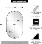 ANDY STAR Rustproof Chrome Oval Mirror for Bathroom, 24x40 Oval Vanity Mirror for Wall, Polished Nickel Mirror for Bathroom in SUS304 Metal Frame 1’’ Deep Wall Mounted Vertical/Horizontal