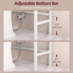 Over The Toilet Storage Cabinet - Bathroom Shelves Above Toilet Freestanding Organizer Shelf with Doors Narrow Floor Stand Rack Farmhouse Wood 71" Tall, Distressed White