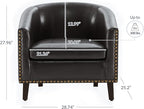 BELLEZE Accent Barrel Chair, Set of 2 Modern Faux Leather Tub Club Chair Upholstered Armchair with Gold Nail Head Trim and Black Legs for Living Room Bedroom Apartment Lounge - Dark Brown