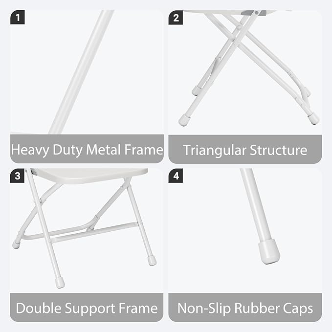 Folding Chairs 50 Pack,White Plastic Folding Chair for Outdoor Use,Heavy Duty 350lb Capacity Portable Event Chairs with Steel Frame,Wedding,Party,Office,Dining (No Assembly Required)
