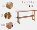 chairus 59" Long Console Table Farmhouse Narrow Sofa Table with Crossbar Solid Wood Entryway Table for Living Room/Hallway/Entrance, Natural