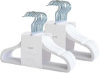 3 Sprouts Velvet Baby Hangers - Non-Slip Hanger for Infant, Toddler, Baby Clothes - Closet Kids Hangers with Slim Design, Nordic Colors, Pack of 30 - White