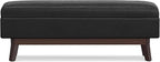 SIMPLIHOME Owen 48 inch Wide Mid Century Modern Rectangle Rectangular Storage Ottoman in Distressed Black Vegan Faux Leather, Assembled, for the Living Room, Entryway and Family Room