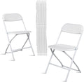 6 Pack White Plastic Folding Chairs, Portable Party Chairs, Stackable Commercial Seats with Steel Frame for Home Office Wedding Party Indoor Outdoor Events Chairs, 350lbs Capacity
