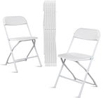 6 Pack White Plastic Folding Chairs, Portable Party Chairs, Stackable Commercial Seats with Steel Frame for Home Office Wedding Party Indoor Outdoor Events Chairs, 350lbs Capacity