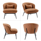 HEAH-YO Modern Accent Chairs Set of 2, Living Room Chairs with Barrel Backrests, Upholstered PU Faux Leather Armless Chairs for Bedroom, Brown