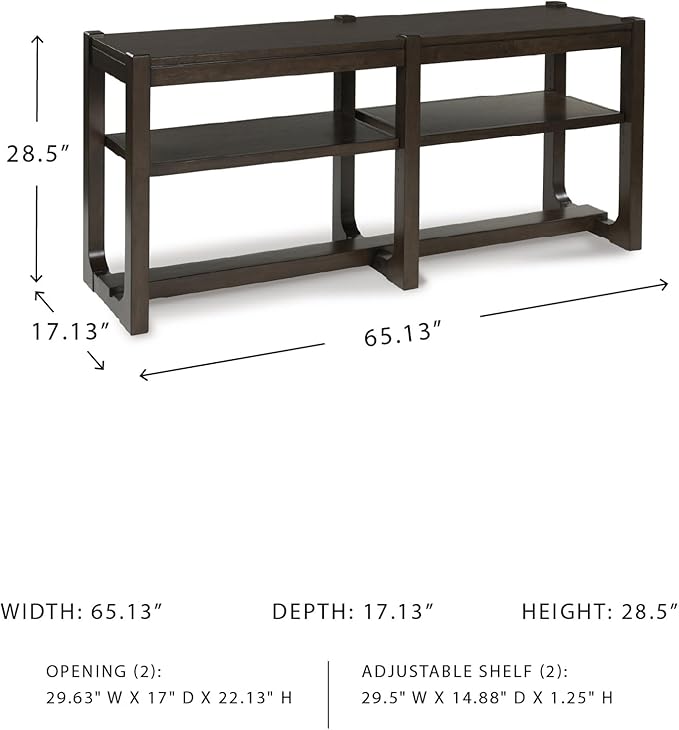 Signature Design by Ashley Breckington Modern Sofa Table with Adjustable Shelves, Dark Brown