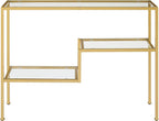 Crosley Furniture Sloane Sofa Console Table with Storage Shelves for Hall, Entryway, or Living Room, Gold