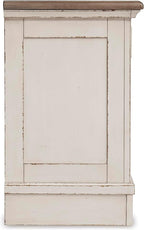 Signature Design by Ashley Realyn French Country 3 Drawer Nightstand with Electrical Outlets & USB Ports, 27.75" Tall, Chipped White