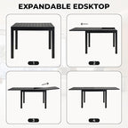 Grand patio 7-Piece Outdoor Dining Set for 6 with 79" Rectangle Expandable Table for 4-6 Person, Metal Woven Wicker Fixed Patio Chairs with Thickened Cushions for Yard, Poolside, Deck (Black)