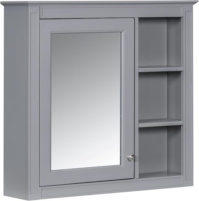 Bathroom Wall Cabinet with Mirror, 30'' x 28'' Medicine Cabinet with Mirror Door and Adjustable Shelves, Over Toilet Storage Cabinet, Wall-Mounted Bathroom Mirrors for Over Sink with Storage