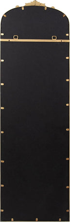 Kate and Laurel Arendahl Glam Arched Vintage Full Length Mirror; 18 x 58; Gold; Traditional Baroque Full Body Wall Mirror with Ornate Garland Inspired Crown