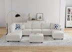 Legend Vansen Modular Sectional Sofa U Shaped Couch with Ottoman Modern Reversible Corner Sectional Couch for Living Room (Cream, U Shaped Sofa-4)