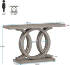 Tribesigns 55 inches Console Table with Geometric Base, Farmhouse Hallway Table, Wooden Entryway Sofa Table, Unique Long Accent Table for Decoration and Organization (Grey)