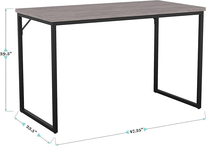 Martha Stewart Noah Home Office Parsons Desk in Gray Wood Grain with Oil Rubbed Bronze Metal Frame