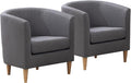 Accent Barrel Chair Set of 2, Modern Comfy Living Room Chairs with Armrest Small Reading Chair with Cozy Soft Padded for Bedroom Reception Room Cafe, Grey