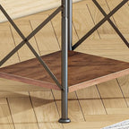 VECELO End Tables, Modern Nightstand with Fabric Drawer & Open Shelf, Night Stand for Bedroom Living Room, Industrial Metal Frame, Easy Assembly, Retro Brown,1 Pack