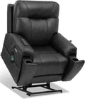EONIX Triple Motor Lay Flat Power Lift Recliner Chair for Elderly, 400lbs Electirc Lift Chair for Living Room, Independent Adjustable Lumbar, Extended Footrest, Hidden Cup Holders, Charcoal Black