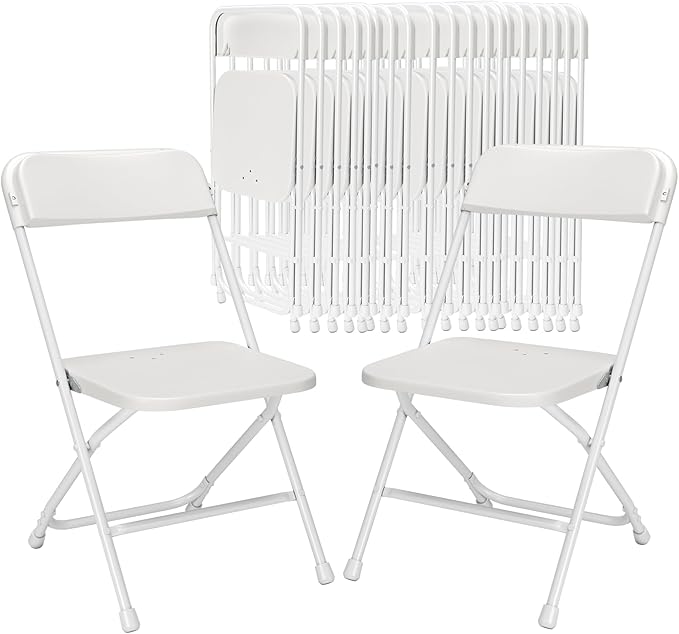20 Pack Folding Chairs,Heavy Duty Plastic Stackable Chairs for Indoor Outdoor Use,350lb Capacity Portable Event Chairs with Steel Frame, Wedding,Party,Office,Dining (No Assembly Required)