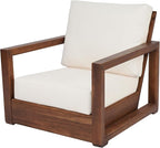 Christopher Knight Home Olaf 4 Pieces Outdoor Conversation Set, Acacia Wood Chat Set, Rectangular Coffee Table and Patio Loveseat with 2 Club Chairs, Patio Furniture Set with Cushion, Beige+Mocha