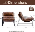 LukeAlon Modern PU Leather Accent Armchair, Upholstered Soft Living Room Chair with Black Metal Frame Thickened Cushion Single Sofa Chair Comfy Lounge Chair for Bedroom Living Room, Brown