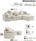 WILLOVE 109'' Modular Sectional Sofa, Chenille Cloud Couch with Wide Armrests & 5 Pillows, Deep Seat Couches for Living Room, Beige