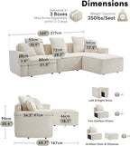 WILLOVE 109'' Modular Sectional Sofa, Chenille Cloud Couch with Wide Armrests & 5 Pillows, Deep Seat Couches for Living Room, Beige
