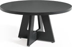 LITTLE TREE Round Dining Table for 4-6 People, 47 Inches Dining Room Table with Wooden Pedestal Base, Black Dinner Tables, Circle Kitchen Tables for Dining Room, Kitchen, Living Room