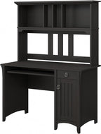 Bush Furniture Salinas Computer Desk with Hutch | Study Table with Drawers, Cabinets & Pullout Keyboard/Laptop Tray | Modern Home Office Desk in Vintage Black | Work Desk with Storage