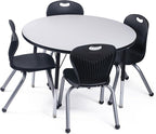 Chair and Table Set for Schools - Round Table About 36" Diameter - Height Adjustable Legs -Spray Edges - and Four Luxurious Classroom Chairs - for Commercial Spaces