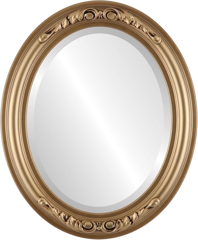 OVALCREST Oval Beveled Wall Mirror for Home Decor - Florence Style - Desert Gold - 34" x 24"